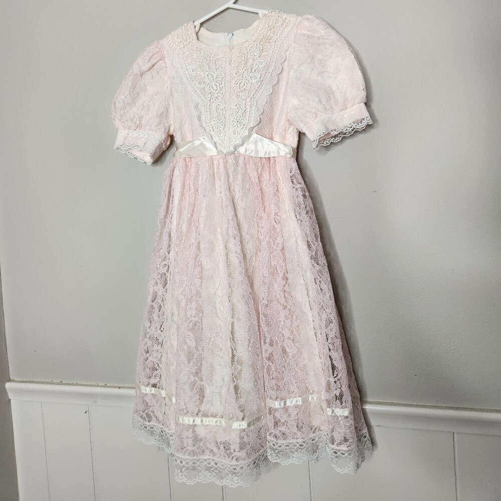 GUNNE SAX Pink Lace Vintage Cottagecore Dress